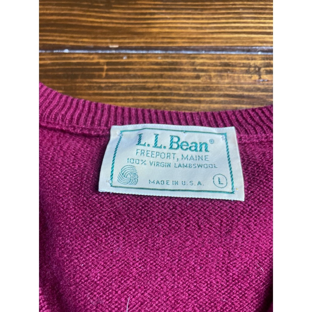 L.L. Bean Sweater, Women's Size Large, Burgundy, Sleeveless, V-Neck, Lambs Wool - Picture 3 of 6